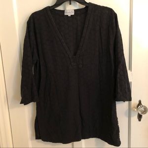 Mud Pie Black Cotton Eyelet Tunic Large